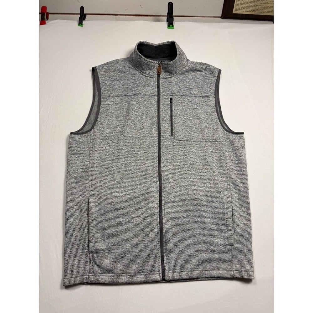 IZOD Men's Sweater Fleece Vest Full Zip Gray XLT Tall Zipper Pockets